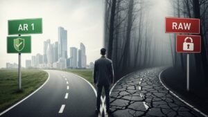 אדם בצומת דרכים צריך להחליט מה ההבדל בין שירות IPTV רגיל ל-IPTV חוקי, כאשר דרך אחת בטוחה והשנייה מסוכנת.