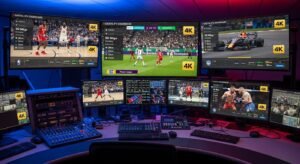 חדר בקרה המציג ערוצי ספורט בינלאומיים ב-IPTV כולל פרמייר ליג ו-NBA