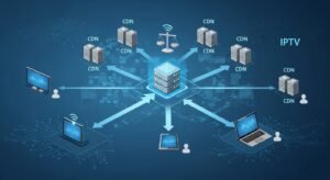 איור הממחיש הגנת סייבר ופרטיות למשתמשי IPTV מפני סיכוני אבטחה ברשת.