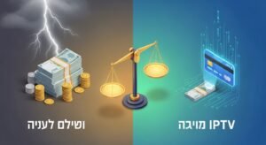 איור השוואתי בין העלות הגבוהה של כבלים ולוויין לעומת המחיר המשתלם של מנוי IPTV בישראל.